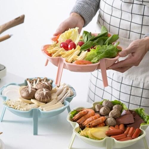 3PCS/Set Stackable Flower Shaped Fruit Plate Plastic Snack Tray Colorful Hot Pot Plate Storage Plate Home Kitchen Food Tray