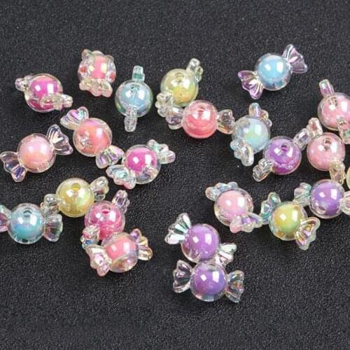 50 Pieces Cute Candy AB Color DIY Loose Beads Fit For Hairpins Fashion Big Hole Beads y15377