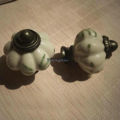 5x Pumpkin Ceramic Cabinet Drawer Knobs Cupboard Handles Kids Furniture Dresser Knob Handle Hand-painted Kitchen Cabinet Pulls