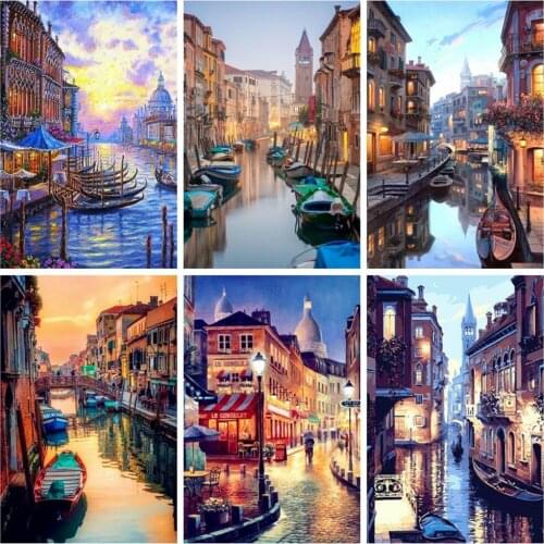 EverShine 5D Diamond Mosaic Art Painting Street Rhinestones Art Diamond Embroidery Landscape Needlework New Arrivals Wall Decor