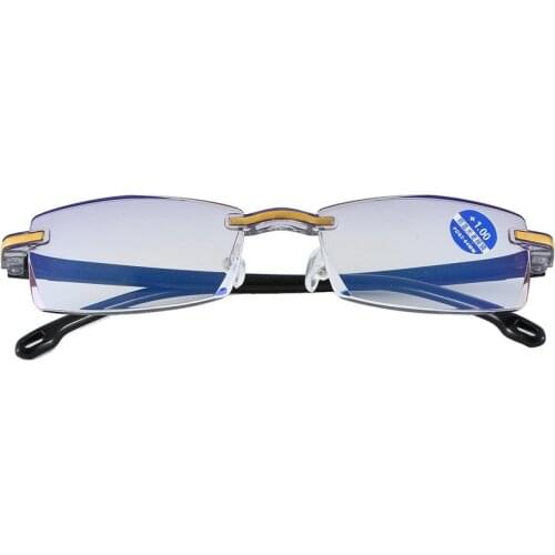 Anti Blue Light Blocking Rimless Reading Glasses Women Men Square Frameless Presbyopic Glasses Diopters +1.0 1.5 2 2.5 4.0