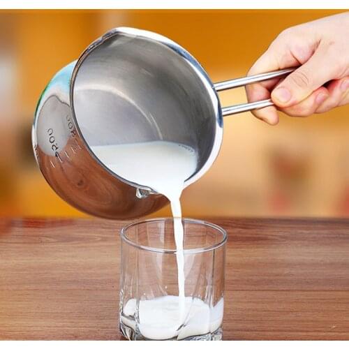MICCK Non-Stick Pan Milk Chocolate Pot Stainless Steel Frothing Coffee Pitcher Pull Flower Cup Melted Chocolate Heating Pan Jug