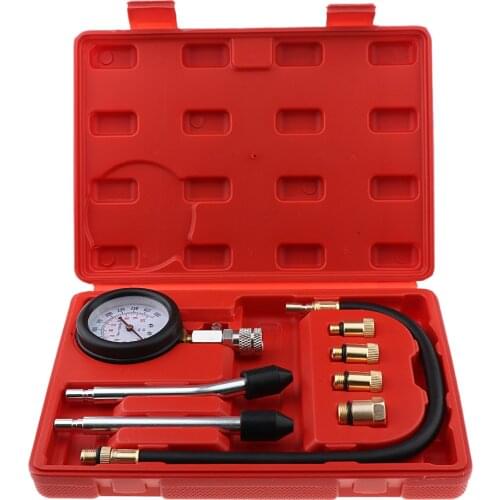 Petrol Gas Engine Cylinder Compression Tester Gauge Kit with Carrying Case (8 Pieces/ Set)