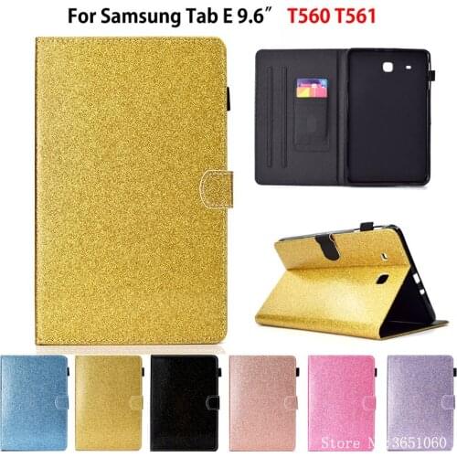 Glitter Case For Samsung Galaxy Tab E 9.6" SM-T560 T560 T561 SM-T560 SM-T561 Cover Funda Tablet Protector Stand Coque Shell