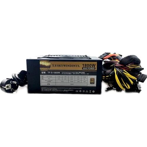 1800W PSU power supply for 8 GPU 1800W ATX Gaming Power Supply 80PLUS Gold Switching Power Supply 6 GPU 6+2PIN Sextuple Miner