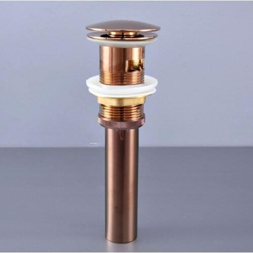 Rose Gold Color Brass Bathroom Large Round Cap Vessel Pop UP Sink Drain With Overflow Dsd075