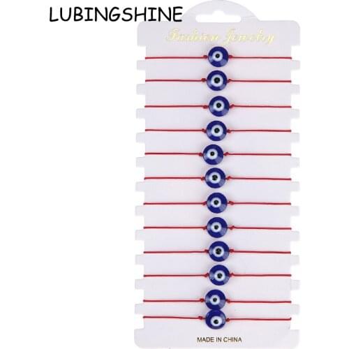 Boho 12pcs/lot Evil Eye Pendant Bracelets Women Red String Good Luck Blessing Adjustable Resin Anklet Bracelet Jewelry Gift