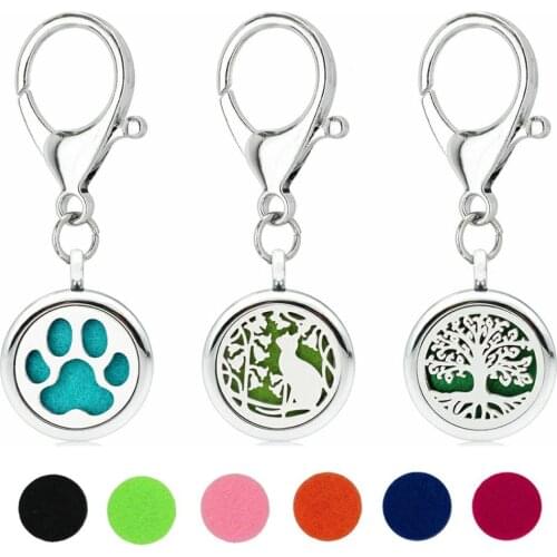 Love Baseball Key Chain Essential Oil Perfume Diffuser 25mm Magnetic Locket with Lobster Clasp Key Ring 5pcs Pads Free