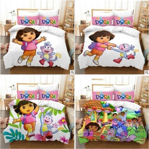 Dora The Explorer Home Textile Pillow Case 3D Bed Linen Duvet Covers Comforter Bedding Sets Bed Set Home Decor Bedding