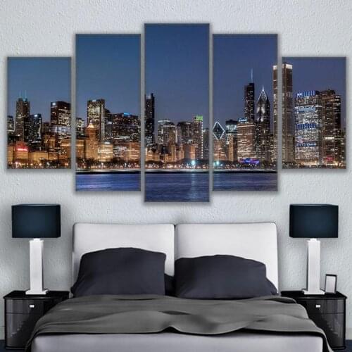 HD Canvas Art Painting For Living Room Wall Decor 5 Pieces Flourishing New York City Decoration Print Picture Frame Ready to Han