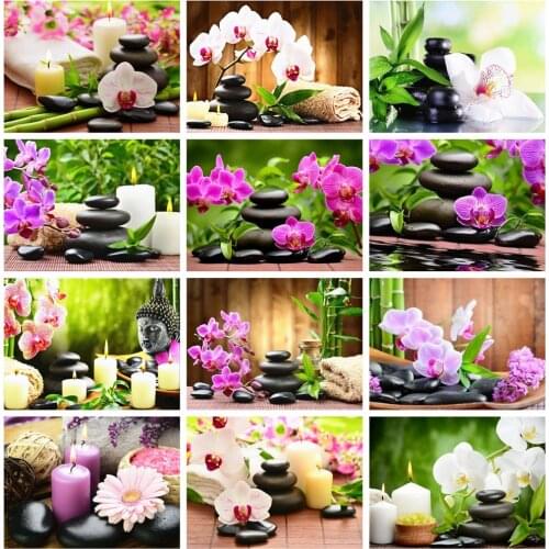 Huacan Diamond Painting Full Square Flower 5D Diamond Embroidery Mosaic Kits Art Orchid Home Decoration