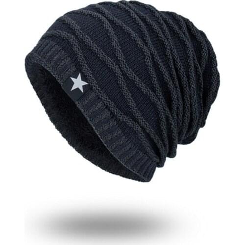 2019 Korean Beanie Men Hat Knitted Skullies Beanies Winter Hats For Women Men Star Caps Gorras Bonnet Thick Plus Velvet Turban