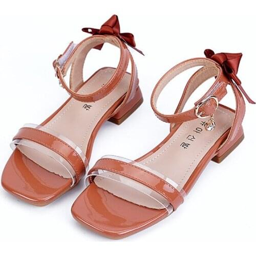 2020new big girl fashion big bow high heels kids summer sandals leather party shoes 3, 4, 5, 6, 7, 8, 9, 10, 11 and 12 years old