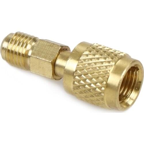 Brass R410 Adapter For Refrigerant HVAC Mini Split Air Conditioners 1/4" Male To 5/16" Female Charging Hose Pump
