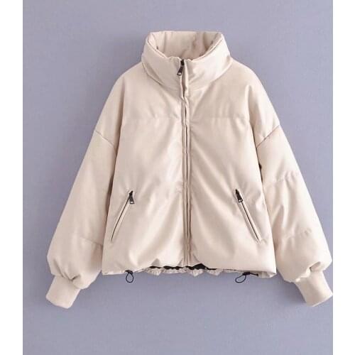 MESTTRAF Women 2021 Fashion Thick Warm Parkas Coat Vintage Long Sleeve Pockets Drawstring Female Outerwear Streetwear