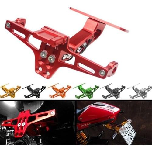 Motorcycle Rear License Plate Holder &LED Light Mount Bracket Universal