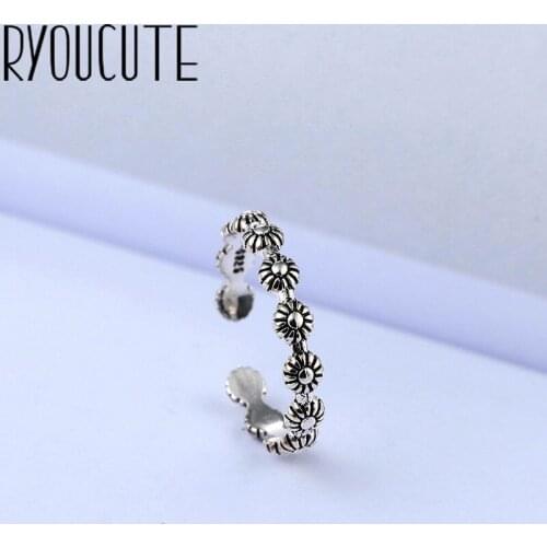 New Charming Open Flowers Ring for Women Vintage Boho Party Rings Gothic Punk Jewelry Gifts for Girls 2021