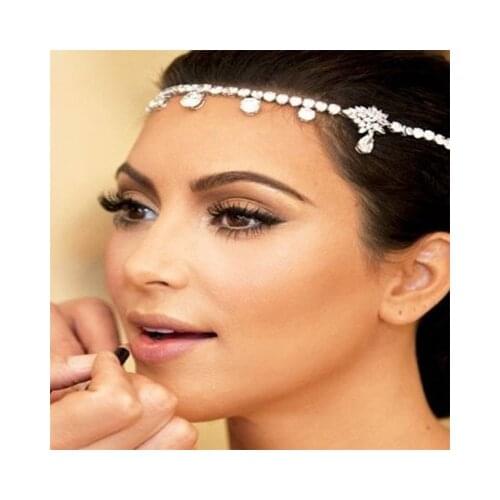 New Czech Rhinestone Crystal Forehead Bridal Hair Accessories Floral Waterdrop Hair Combs Wedding Bridal Hair Jewelry