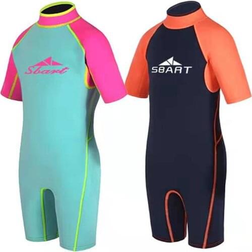 New Sbart 2mm Kids Neoprene Wetsuit Teenage 2-12Y Children Short Sleeve Wet Suit Swimsuit Sunscreen Thermal Anti-jellyfish Quic