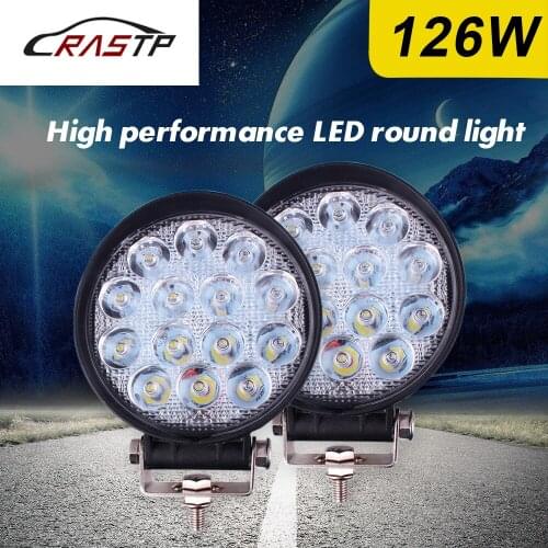 RASTP-Round 126W LED Car Work Light for for Car 4x4 ATV Truck 12V Driving Fog Tractor Offroad Flood Spot 12V 24V RS-CL002