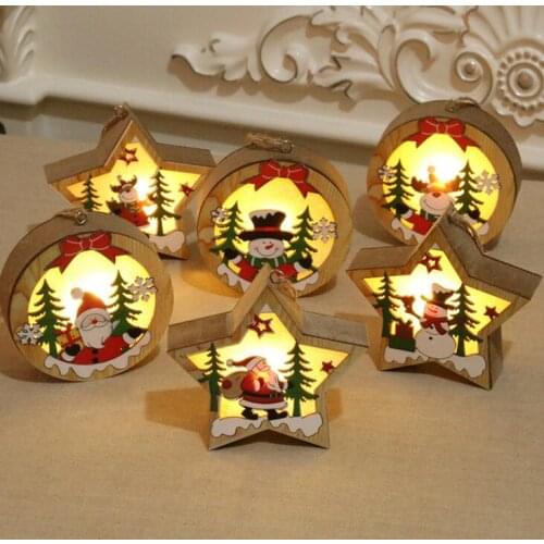 Christmas decorations Wood glow pendant Christmas tree ornaments small gift Festive Supplies
