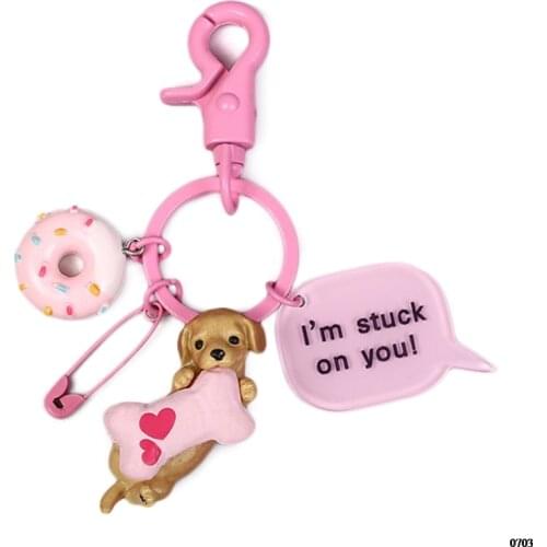 Pink Car Keychain Rearview Mirror Hanging Car Cute Labrador Keychain Keychain Charms Kawai Cute Animal Ornaments Auto For Girl