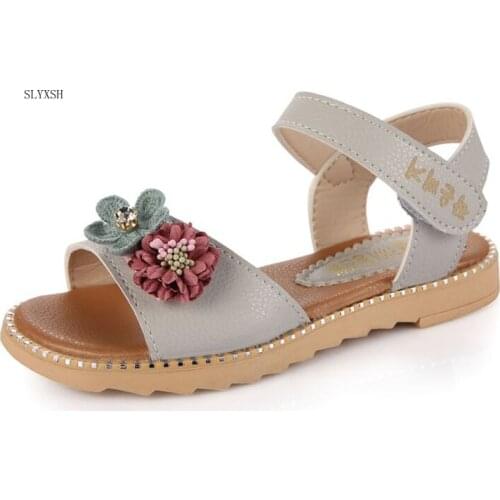 SLYXSH Girls sandals 2018 new large fish mouth princess shoes childrens beach shoes primary school students summer