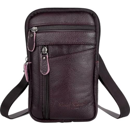 Genuine Leather Men Shoulder Bag Business Casual Messenger Zip Phone Pouch Male Travel Sports Messenger Crossbody Bags