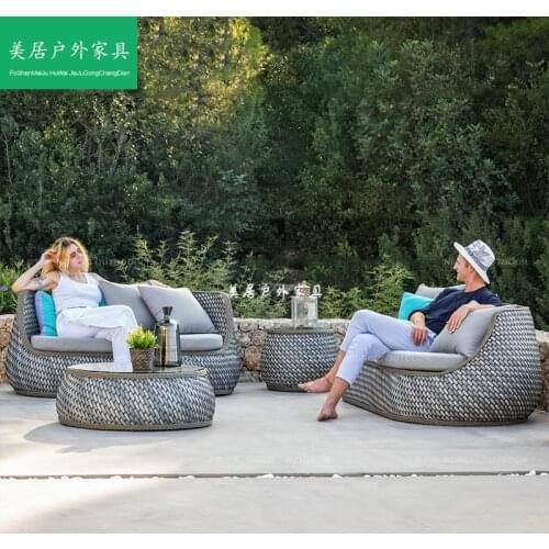 Cane chair three-piece classical outdoor furniture balcony small sofa web celebrity courtyard Nordic combination tea table simpl