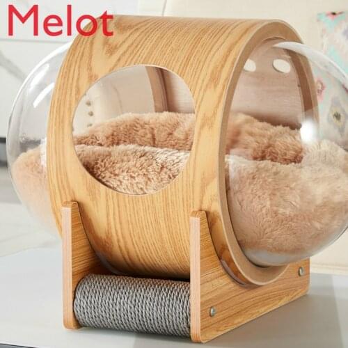 High-End Luxury Cat Climbing Frame Cat Nest Removable and Washable Solid Wood Cat Furniture Space Capsule Transparent Drill Tube