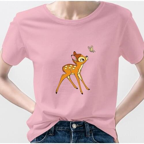 Bambi Disney Womens Clothing Korea Japan Vogue 2021 New Arrivals Tshirt Bambi Sweatshirt Modern Crewneck Yellow Clothes Korea
