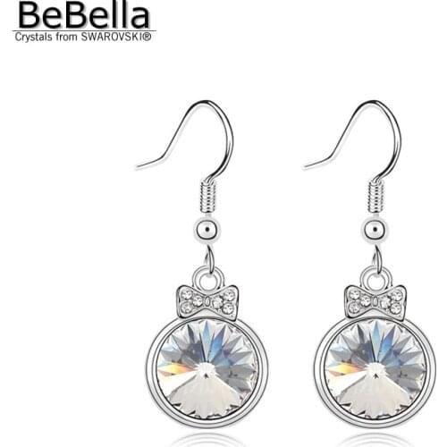 BeBella women gift 5 colors women round crystal dangler earrings made with Crystals from Swarovski