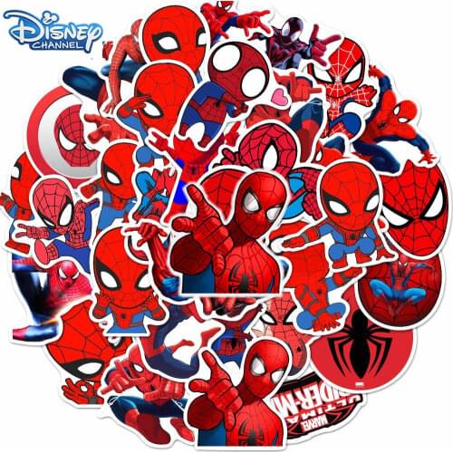 10/35Pcs Disney Spiderman Stickers The Avengers Waterproof Cartoon Sticker Laptop Skateboard Luggage Guitar Helmet Cool Kids Toy