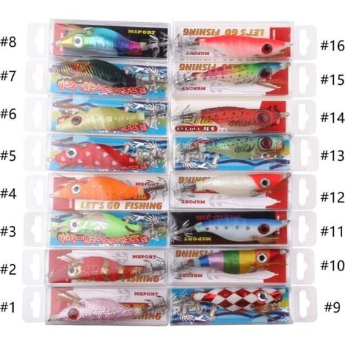 2PCS Squid Hook Jig Wood Shrimp Fishing Lure 10cm 12.6g Squid Cuttlefish Jigs Lure Shrimp with Octopus Fishing Lure