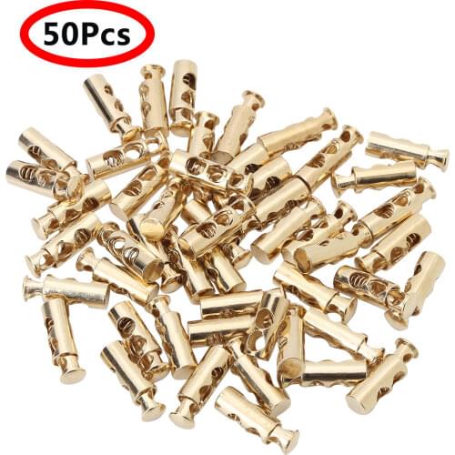 50 Double Hole Drawstring Paracord Locking Ends Alloy Barrel Stopper Rope Cord Locks DIY Fasten Toggle Clothing Bags Accessories