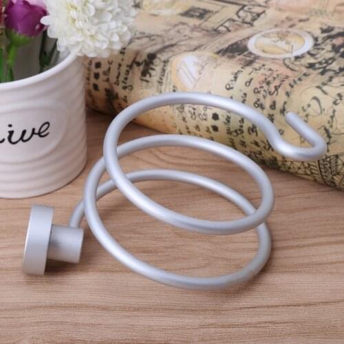 Aluminum Hair Dryer Rack Wall Mounted Bathroom Flat Spiral Stand Holder Hanger 4XFB
