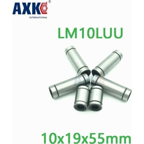 Axk 2pcs Lm10luu Long Type 10x19x55mm 10mm Linear Ball Bearing Linear Guides Linear Optical Axis Bearings