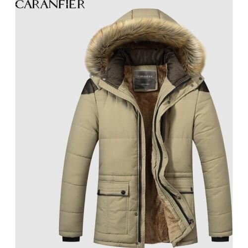 CARANFIER Hot Winter Jacket Men Velvet Thicken Cotton Coats Mens Casual Parka jaqueta masculina Casaco Warm Removable Parkas