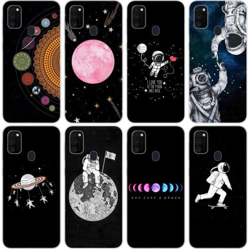 Moon Stars Space Astronaut Case for Samsung Galaxy M11 M10S M01 M21 M31S M51 A01 J2 Core A21 A42 J6 A6 A8 Plus A7 2018 Cover