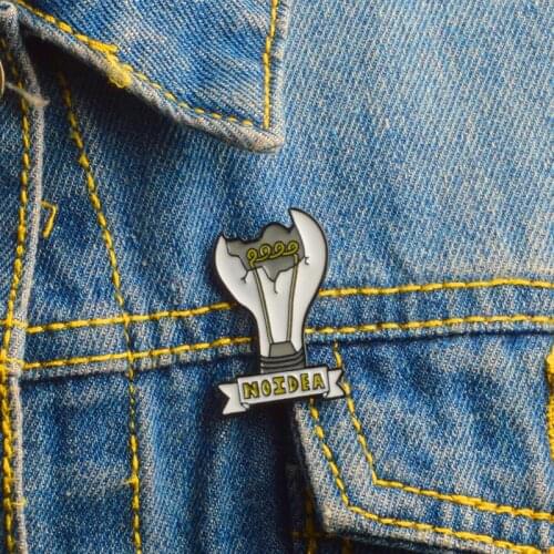 Broken Bulb NO IDEA Enamel Pins Badge Self-deprecating brooch Lapel pin Creative Jewelry Gifts Brooches for kids Women Men