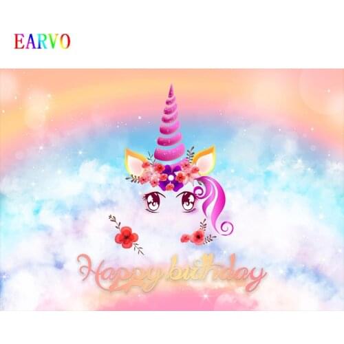 Rainbow unicorn cartoon photography background baby children birthday party decoration photography studio photography background