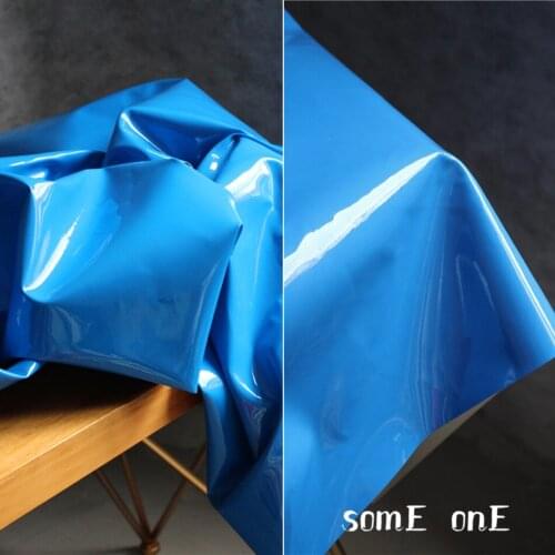 Mirror PU Patent Leather Blue Waterproof DIY Patches Cosplay Decor Props Bags Coat Dress Fashion Designer Leather Fabric