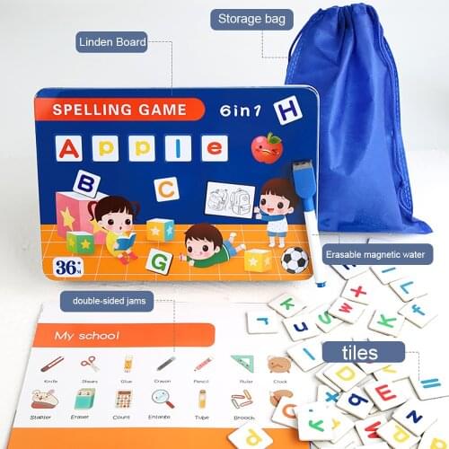 Montessori Toys Baby Learning Cards Magnet Blocks Spelling Game Alphabet Magnetic Letters Puzzle Building Block For Kids