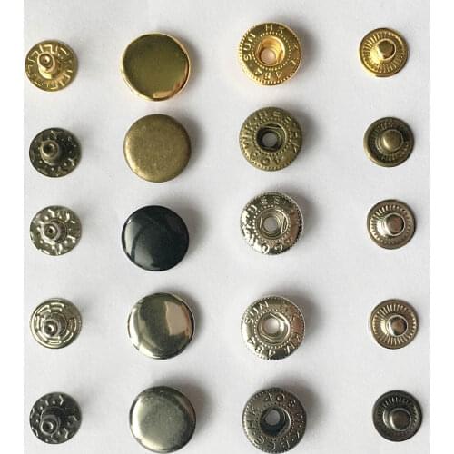 10sets Metal brass Press Studs Sewing Button Snap Fasteners Sewing Leather Craft Clothes Bags handmade DIY 10mm 12mm 15mm Snaps