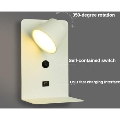 Indoor Wall Lamp Bedroom Bedside Reading Wall Lights USB Charging Modern Living Room Hotel Corridor Rotating Creative Led Lights