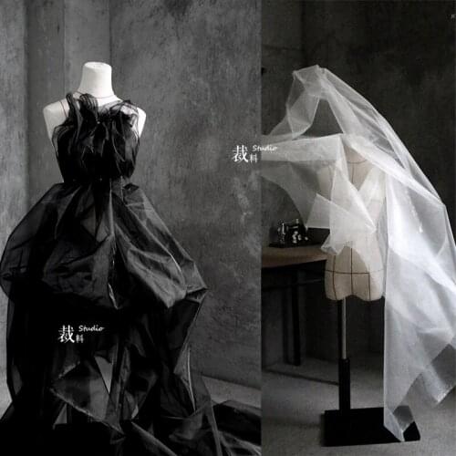 Crystal yarn bone mesh transparent veil wedding dress silhouet fabric designer fabric for patchwork telas patchwork algodon