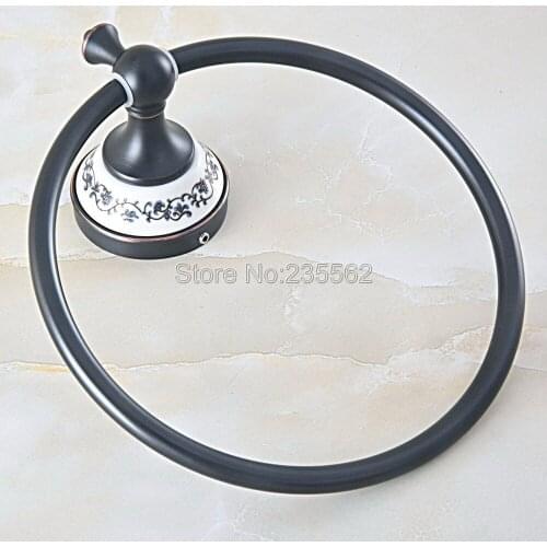 Modern Design Black Oil Rubbed Brass Towel Rings Towel Holder Round Wall-Mounted Towel Rack Bathroom Accessories Hardware Lba755