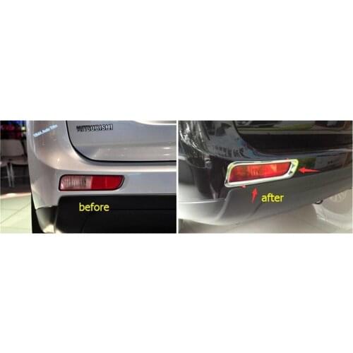 Lapetus Exterior 2 Pcs ! Chrome Rear Fog Light Lamp Cover Trims For Mitsubishi Outlander EX 2013 2014 New Style