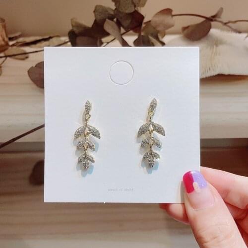 Leaf Zirconia Crystal Drop Earrings for Women Shiny Flower CZ Stone Bridal Wedding Jewelry Cute Fashion Ear Jewelry