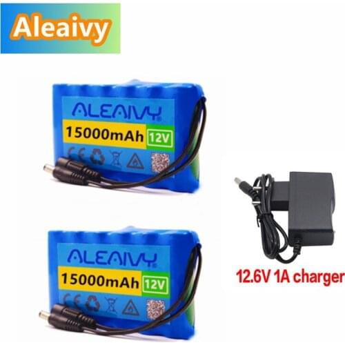 Aleaivy 18650 Li-Ion Battery Portable Rechargeable Battery DC 12 V 12.6 V 15000mAh Battery/12.6V Battery Pack with 12v Charger